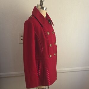Michael Kors Vibrant‎ Red Pea Coat Medoum